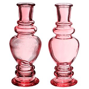 Стеклянные подсвечники-вазы ДЖЕРРИАН, розовые, 16 см, 2 шт.
