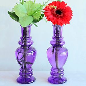 Стеклянные подсвечники-вазы ДЖЕРРИАН, фиалковые, 16 см, 2 шт.