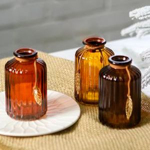 Декоративные стеклянные вазы БИЛОНА, 10 см, набор - 3 шт.