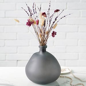 Ваза-бутыль МАТТИ округлая, стекло, матовая, серая, 23 см