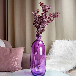Декоративная ваза-бутыль ЭГГИ, стекло, сиреневый, 35 см