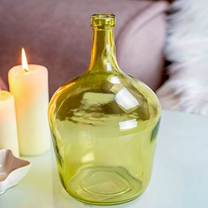 Декоративная ваза-бутыль ПЕНЕЛОПА, стекло, салатовая, 25 см