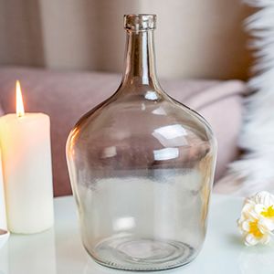 Декоративная ваза-бутыль ПЕНЕЛОПА, стекло, светло-серая, 25 см