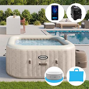 Надувное джакузи Intex PureSpa Chevron Deluxe с аэромассажем и хлоргенератором, 175х71 см