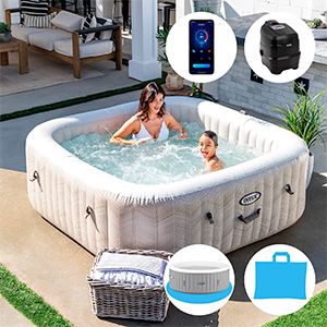 Надувное джакузи Intex PureSpa Chevron Deluxe с аэромассажем и хлоргенератором, 195х71 см