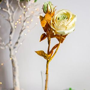 Декоративная РОЗА - КОРОЛЕВСКОЕ ВЕЛИКОЛЕПИЕ с бутонами, искусственный шёлк, шампань, 48 см