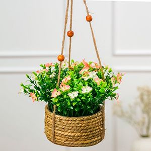 Искусственный цветок в кашпо АМПЕЛЬНАЯ БРОВАЛИЯ ОРАНЖЕВАЯ, 18 см