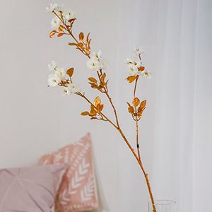 Декоративная ветка ЦВЕТЕНИЕ ВИШНИ, полиэстер, белая, 87 см