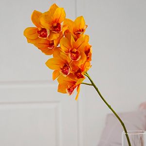 Искусственный цветок ОРХИДЕЯ - КОРОЛЕВА КРАСОТЫ, полиэстер, жёлтая, 71 см