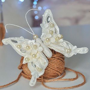 Декоративное украшение БАБОЧКА ФЛОРИС кремовая, на клипсе, 12 см