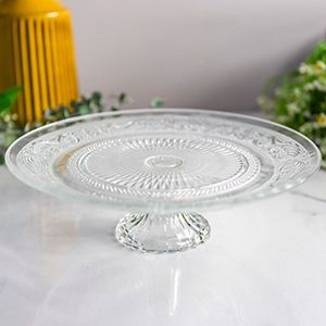 Подставка для торта АМАНДИН, стекло, прозрачная, 18 см
