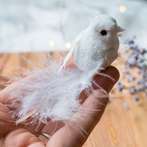 Украшение БЕЛОСНЕЖНАЯ ПТИЧКА, на клипсе, перо, 9 см