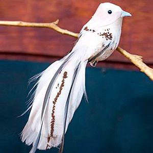 Ёлочная игрушка ПТИЧКА ГРЭЙСИ, перо, перламутровая, 15 см