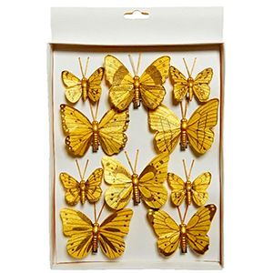 Набор декоративных бабочек ФАРФАЛЛЕ ДОРО на клипсах, фомиаран, золотые, 10 шт.