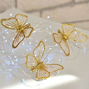 Набор декоративных бабочек ГРЕТА ОТО, органза, золотой, 9 см, 6 шт.