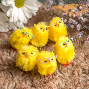 Пасхальные украшения МАЛЫШИ ЦЫПЛЯТКИ - ЦВЕТНЫЕ ОЧКИ, 4 см (6 шт.)