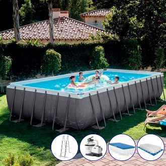 Бассейн каркасный Intex Rectangular Ultra XTR Frame Pool, 732х366х132 см + фильтр-насос + аксессуары, INTEX