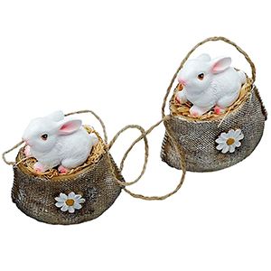 Пасхальное украшение КРОЛИК В СУМОЧКЕ, полистоун, 9 см, подвеска