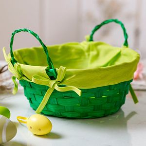 Декоративная корзина КРАСКИ ЛЕТА: ЗЕЛЁНЫЙ, натуральный бамбук, 21х9 см