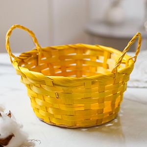Декоративная корзина ЯРКАЯ МЕЛОДИЯ, натуральный бамбук, жёлтый, 17х9 см