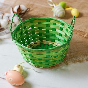 Декоративная корзина ЯРКАЯ МЕЛОДИЯ, натуральный бамбук, зелёный, 17х9 см