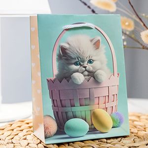 Подарочный пакет КОТИК В ЛУКОШКЕ, бумага, 16х11 см