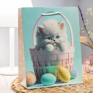 Подарочный пакет КОТИК В ЛУКОШКЕ, бумага, 23х17 см