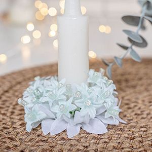 Мини-венок для свечи и декорирования БЕЛЫЕ ЛИЛИИ, белый, 8 см