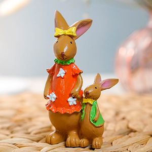 Декоративная фигура КРОЛЬЧИХА С СЫНОЧКОМ, полистоун, 9 см