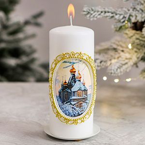 Декоративная свеча ЗАСНЕЖЕННЫЕ КУПОЛА, 15 см