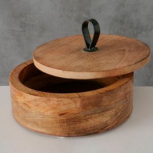 Ёмкость для хранения, шкатулка КЕНТОН, древесина манго, металл, 19 см