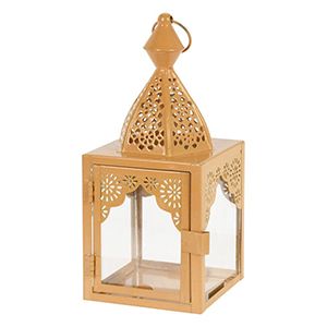 Декоративный подсвечник-фонарь АФСАН, металл, стекло, жёлтый, 17 см