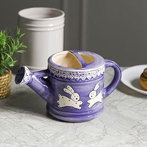 Декоративная лейка ЗАЙКИ ПОЛИВАЙКИ, керамика, фиолетовая, 22 см