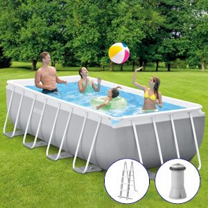 Каркасный бассейн Intex Rectangular Prism Frame Pool, 400х200х100 см + фильтр-насос + лестница