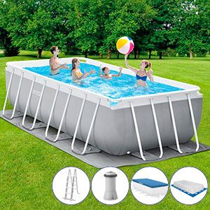 Каркасный бассейн Intex Rectangular Prism Frame Pool, 488х244х107 см + фильтр-насос + аксессуары