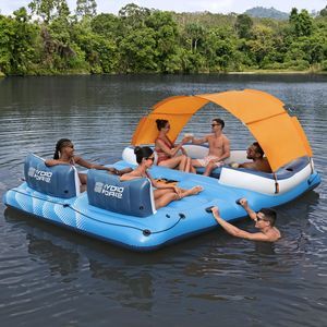 Надувной плот-остров Тропический бриз для отдыха на воде, 373х264х73 см, BestWay