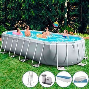 Каркасный бассейн Intex Oval Prism Frame Pool, 610х305х122 см + фильтр-насос + аксессуары