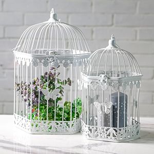 Набор декоративных клеток ПРОВАНСКИЕ БАБОЧКИ, металл, белый, 38-48 см, 2 шт.