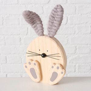 Декоративная фигура КРОЛИК СЕРЫЕ УШКИ, дерево, текстиль, 20 см