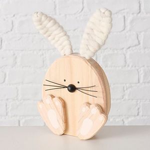 Декоративная фигура КРОЛИК БЕЛЫЕ УШКИ, дерево, текстиль, 20 см