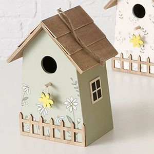 Подвесное декоративное украшение ПТИЧИЙ ТЕРЕМОК, дерево (МДФ), зелёный, 22 см