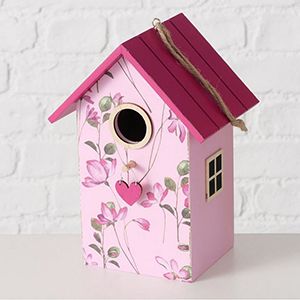 Подвесное декоративное украшение СКВОРЕЧНИК - ЦВЕТОЧНАЯ ИЗБУШКА, дерево (МДФ), розовый, 22 см