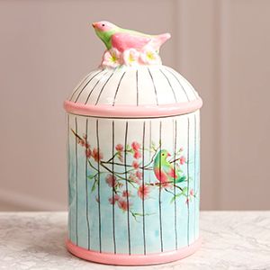Декоративная ёмкость для хранения ПТИЦЫ В САДУ, керамика, 21 см