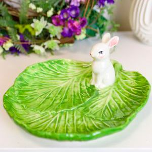 Декоративное блюдо ЗАЙЧИК И КАПУСТА, керамика, 21 см