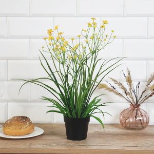 Искусственные цветы в горшке ОЧАРОВАНИЕ ФЛОРЫ, жёлтые, 38 см