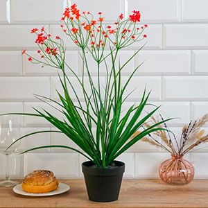 Искусственные цветы в горшке ОЧАРОВАНИЕ ФЛОРЫ, красные, 50 см