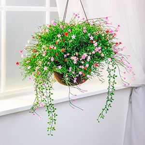 Искусственные цветы в горшке ВОЗДУШНОЕ ОБАЯНИЕ, розовые и красные, 43 см