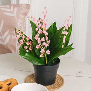 Искусственные цветы в горшке ЛАНДЫШИ, розовые, 23 см