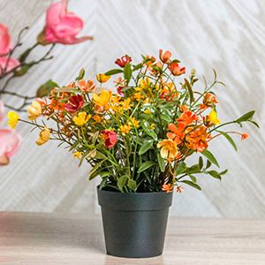 Искусственные цветы в горшке СОЛНЕЧНОЕ ЛЕТО, оранжевые, 24 см