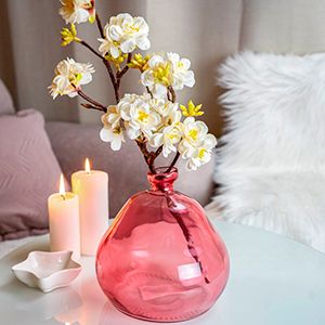 Ваза-бутыль АНИВЭН, стекло, розовая, 19 см